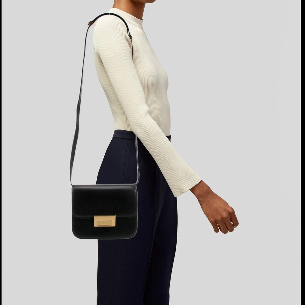 Loeffler Randall Black Leather Crossbody with Gold Tone Hardware - Picture 3 of 11
